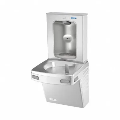 OASIS Drinking Fountain with Bottle Filler: On-Wall, 8 gph @ 50°F, Stainless Steel - On-Wall Single Drinking Fountains with Bottle Fillers