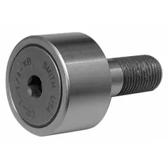 Standard-duty inch-series stud cam follower with 1-3/8 in outer diameter and 3/4 in roller width. Single-row open design with hex socket drive and flat profile. Used for cam tracking or as a track roller in linear motion systems under moderate loads.