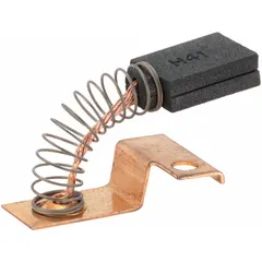Carbon brush assembly for transferring electrical current between stationary and rotating parts in power tools and industrial equipment. Compatible with models 1Y044, 38D739, 38D740, 38D741, 38D742, and 3F859.