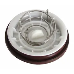This diaphragm assembly is a repair part for Sensorflo flush valves used on toilets and urinals. It includes a diaphragm repair kit and is constructed from stainless steel with plastic and rubber components. The assembly restores proper flushing action by replacing worn internal components.