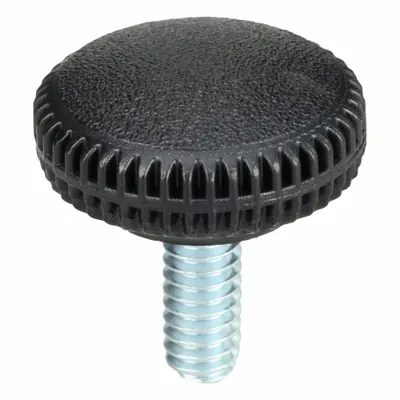 INNOVATIVE COMPONENTS Hand Knob: Knurled, Plastic w/ Steel Thread, 1/4"-20 Thread, 0.625 in Thread Lg - Knurled Knobs with Threaded Stud