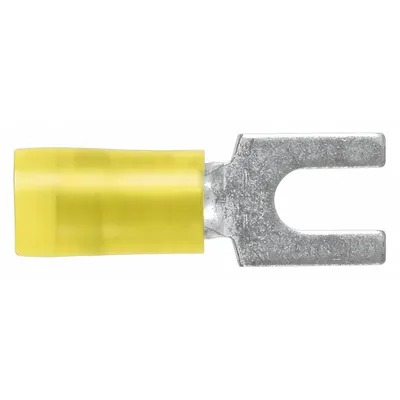 PANDUIT Fork Terminals: Yellow, Nylon, #6 Stud Size, 12 AWG – 10 AWG Wire Range - Insulated Fork Terminals