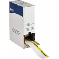 Pre-Cut Label Stock Roll: Precaucion, 2 in x 4 1/8 in, 4 1/8 in x 2 in, Vinyl, Black/White/Yellow (MPN BMC-2000-595-PRE)