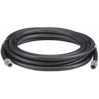 This 15-foot paint sprayer hose features a black nitrile cover and a nylon tube, designed for transferring paints and finishing materials in industrial spray-painting applications. The construction resists solvents and abrasion, suitable for high-production finishing lines and general material handling