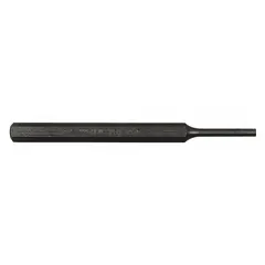 Flat-tip pin removing punch with a hexagon steel shank, 5/16 in shank width, 1 1/4 in taper length, and 5 1/4 in overall length. Designed for driving out pins, dowels, and rivets from assembled components in maintenance and metalworking applications. Meets ASME B107.410-2008 standards.