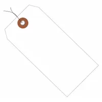 Wired Shipping Tag: #8, 6 1/4 in Tag Ht, 3 1/8 in Tag Wd, White, Plastic, Pre-Wired Tag, 100 PK (MPN G26057W)