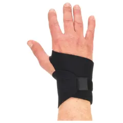 Ambidextrous wrist support designed for ergonomic stabilization during repetitive tasks. Universal size fits all users. Single-strap adjustment allows secure fit. Suitable for industrial, manufacturing, and warehouse environments to reduce strain.