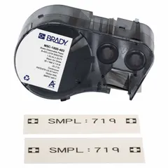 Paper, water-dissolvable continuous label roll cartridge with removable adhesive. Designed for use with the BMP53 printer series. Suitable for temporary identification in industrial environments where labels require clean removal.