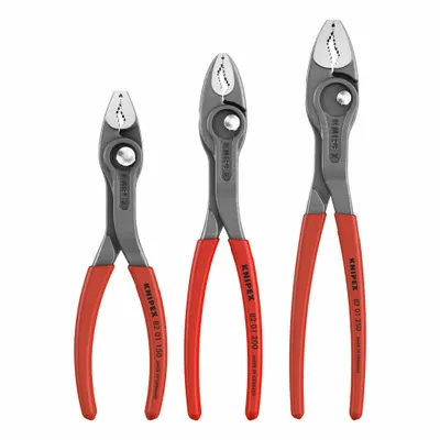 KNIPEX TwinGrip Pliers Set: 3 Pliers, Plain Grip, Manual, Clamshell - General Purpose Assorted Pliers Sets