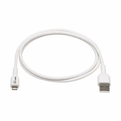 EATON TRIPP LITE Usb Cable: Type A End 1, Lightning End 2, White, 3.3 ft Lg - Antimicrobial USB & Lightning Cables