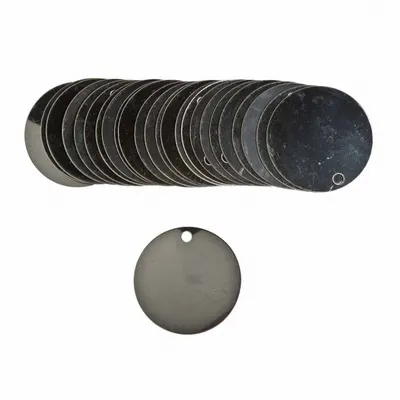 BRADY Blank Tags: Stainless Steel, 1 1/2 in Dia, Silver, 0.024 in Thick, Round - General Purpose Blank Valve Tags