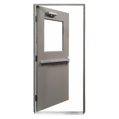SECURALL Security Door with Frame: Rectangle Window, 45 min Fire Rating, 84 in Door Opening Ht - Security Doors with Frames