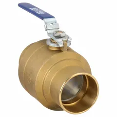This 3-inch brass ball valve features a full port design for minimal pressure drop, straight pattern, and sweat x sweat connections for permanent copper-tube installation. The locking lever handle provides secure on/off flow control. Suitable for use in plumbing, HVAC, and process piping systems.