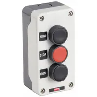 DAYTON Control Station: (3) Push Buttons, 0 Pilot Lights, 2NO/1NC, Forward/Stop/Reverse (MPN 32W272)