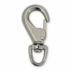 This stainless steel eyelet spring snap features a solid gate and a 3/8 in opening. Suitable for general utility tasks such as securing light loads or attaching equipment, but not for lifting applications.