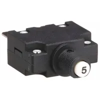 Panel Mount Circuit Breaker: 5 A Amps, 125/250V AC, 32V DC, 3/8 in Collar, 1.78 in Dp, 1/4 in Tab (MPN CMB-053-27G3N-W-A/05)