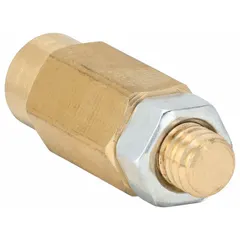 This positive-polarity battery terminal bolt is made of brass for corrosion resistance. It features a 5/16"-18 stud size and 1 7/16 in overall length, with a bolt connection type. Commonly used to secure cable connections on industrial batteries in material handling equipment, backup power systems, and heavy machinery.