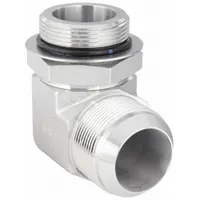 Hydraulic Hose Adapter: 1 1/2 in x 1 1/2 in Fitting Size, Male x Male, ORB x JIC, Rigid, 90° Elbow (MPN 2062-24-24S)