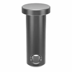 Standard clevis pin with 5/16 in diameter, 7/8 in shank length, and 2.375 in overall length. Made of steel with plain finish. Supplied in a 25-piece pack. Used in linkages, actuators, and machinery for connecting a clevis to a rod or eye, enabling pivoting motion.