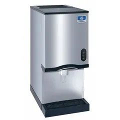 This air-cooled combination ice machine and dispenser produces 315 lb of nugget ice per day. It features a lever-activated dispensing mechanism for ice and water. Suitable for commercial kitchens, break rooms, and healthcare facilities requiring a compact unit.