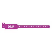 ID Wristband: DNR, 10 1/4 in Overall Lg, 1 3/8 in Overall Wd, Plastic, Purple, 500 PK (MPN ALR-PW-36)