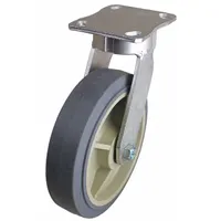 APPROVED VENDOR Plate Caster: Debris-Resistant, Swivel, Rubber, 8 in Wheel Dia, 2 in Wheel Wd (MPN P25S-PRP080R-14-H10)