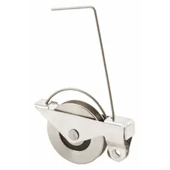 This roller assembly is designed for use in sliding screen doors, providing guidance and support for smooth operation. It measures 6 7/16 inches in both overall height and length, comes in a gray color with an unfinished finish, and is supplied as one pair (1 PR). Suitable for residential and light commercial door applications.