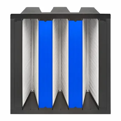 OEM V-Bank Air Filter: 20 in x 20 in x 12 in, Fiberglass, Single Header, 3 Vs - MERV 15 V-Bank Air Filters