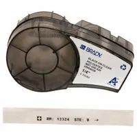 Combined Label and Ribbon Cartridge: 1/4 in, 21 ft, Autoclavable Polyester, Black on Clear (MPN M21-250-430)