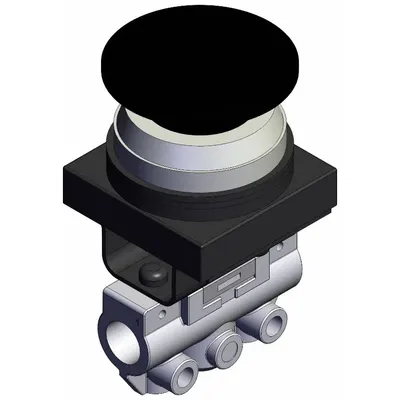 SMC Shuttle Valve: VM100 Series, Mushroom Button Actuator, 3 Ports, 1/8 in BSPT - VM Series Manual Air Control Valves