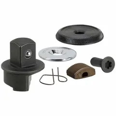 This 6-piece full repair kit is designed for servicing 1/2 in drive ratchets. It contains the internal components needed to restore ratchet function. Commonly used in automotive, industrial maintenance, and heavy equipment repair applications.