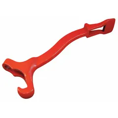 This fire hydrant wrench is designed for pin-type fittings, featuring a pin/rocker style spanner with an aluminum handle. It accommodates fitting sizes from 1 to 4-1/2 inches, suitable for operating hydrant valves in municipal water systems and fire protection maintenance.
