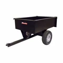 This MILWAUKEE dump cart features a 10 cu ft steel container with 18 ga gauge construction and a 900 lb load capacity. Designed for manual hauling and dumping of bulk materials such as soil, gravel, or debris on job sites or in warehouses. The two-wheel design facilitates easy transport and tipping.