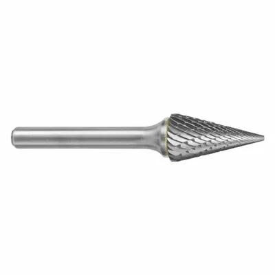 SGS PRO Carbide Bur: Pointed-End Cone, SM-2, Double Cut, 1/4" x 3/4" Head - Double-Cut Pointed-End Cone Burs