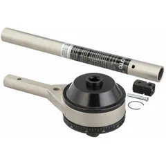This handheld torque multiplier is designed for use with hand or power tools to tighten or loosen fasteners requiring high torque. It features a 3/4 in male output square drive and a maximum rated input of 200 ft-lb. The unit multiplies input force, suitable for applications such as industrial maintenance and heavy equipment assembly.