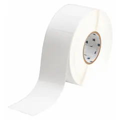 Acrylic permanent adhesive label roll with inkjet print-receptive material. Contains 340 precut labels measuring 3 11/32 in x 2 11/64 in. Compatible with the J5000 printer series. Used for industrial identification and labeling applications.