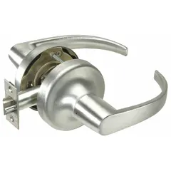 This passage lever lockset is designed for interior doors where locking is not required, such as hallways or closets. It features a satin chromium-plated heavy gauge steel finish and is ADA compliant. The ANSI F75 function allows free egress from either side. Suitable for commercial or institutional settings.