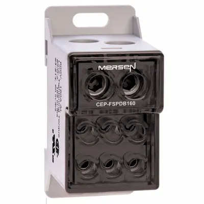 MERSEN Power Distribution Block: Finger-Safe, Lug, Lug - Finger-Safe Blocks with Lugs