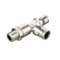 LEGRIS Push-Fit Tee Fitting: 1/8 in Pipe x 4 mm OD x 4 mm OD Size, Brass, 37 1/2 mm Overall Lg (MPN 3603 04 10)