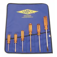 AMPCO Non-Sparking Screwdriver Set: 1-10 Pieces, 6 Pieces, Phillips/Slotted Tip, 15 in Overall Lg (MPN M-39)