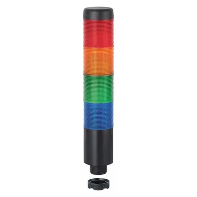 WERMA Tower Light Assembly: 4 Tier, Blue/Green/Red/Yellow, Sounder Tier Included - Four-Tier Tower Light Assemblies