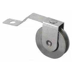 This tension spring roller is a screen door hardware component used to maintain tension on the screen mesh, keeping it taut and preventing sagging. It has an overall height of 5 13/32 in, an unfinished gray finish, and is sold in a pack of 1 pair.