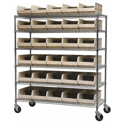 AKRO-MILS AWS2460M30358 Wire Mobile Bin Shelving with Open-Front Bins
