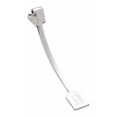 Brass foot pedal with chrome finish, 1 in overall width. Designed as a direct-fit replacement for Zurn faucet systems. Used in commercial or institutional restrooms for hands-free water flow activation.