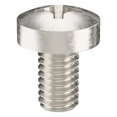 M3.5x0.60 thread size, 6 mm long, 18-8 stainless steel pan head machine screw with #2 Phillips drive. Plain finish. Pack of 100. Used for general fastening in machinery, electronics, and industrial assemblies requiring corrosion resistance and a low-profile head.