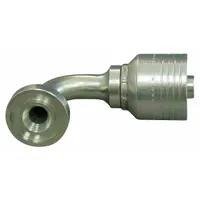 Carbon steel straight fitting with flange x hose end connection. Designed for -24 hose dash size, male x male gender, and 1"-11 thread. Used in hydraulic systems to connect hose to a flange port