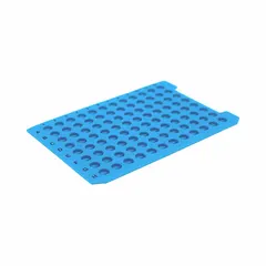 Blue silicone sealing mat for 96-well plates with 8.5 mm well openings. Not pre-slit; provides an airtight seal to reduce evaporation and contamination during storage or incubation of samples.