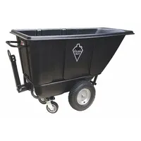 TOUGH GUY Tilt Truck: 13.5 cu ft, 1,400 lb, 65 in L x 29 1/2 in W x 39 1/4 in H, Black, Flat