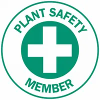 Hard Hat Label: Plant Safety Member, 2 in Dia, English, Non-Reflective, 4 Labels, Circle, Std, 4 PK (MPN 49571)