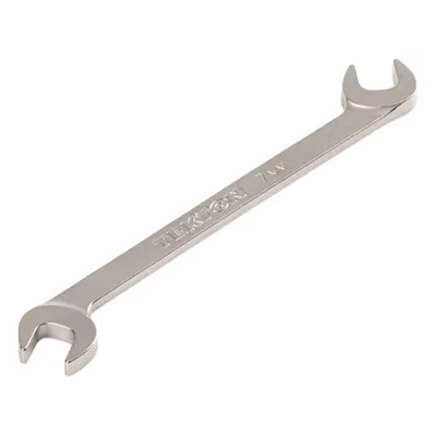 TEKTON Open End Wrench: Chromium Molybdenum Steel, Satin, 7 mm Head Size - Metric, Double End, Open End Wrenches